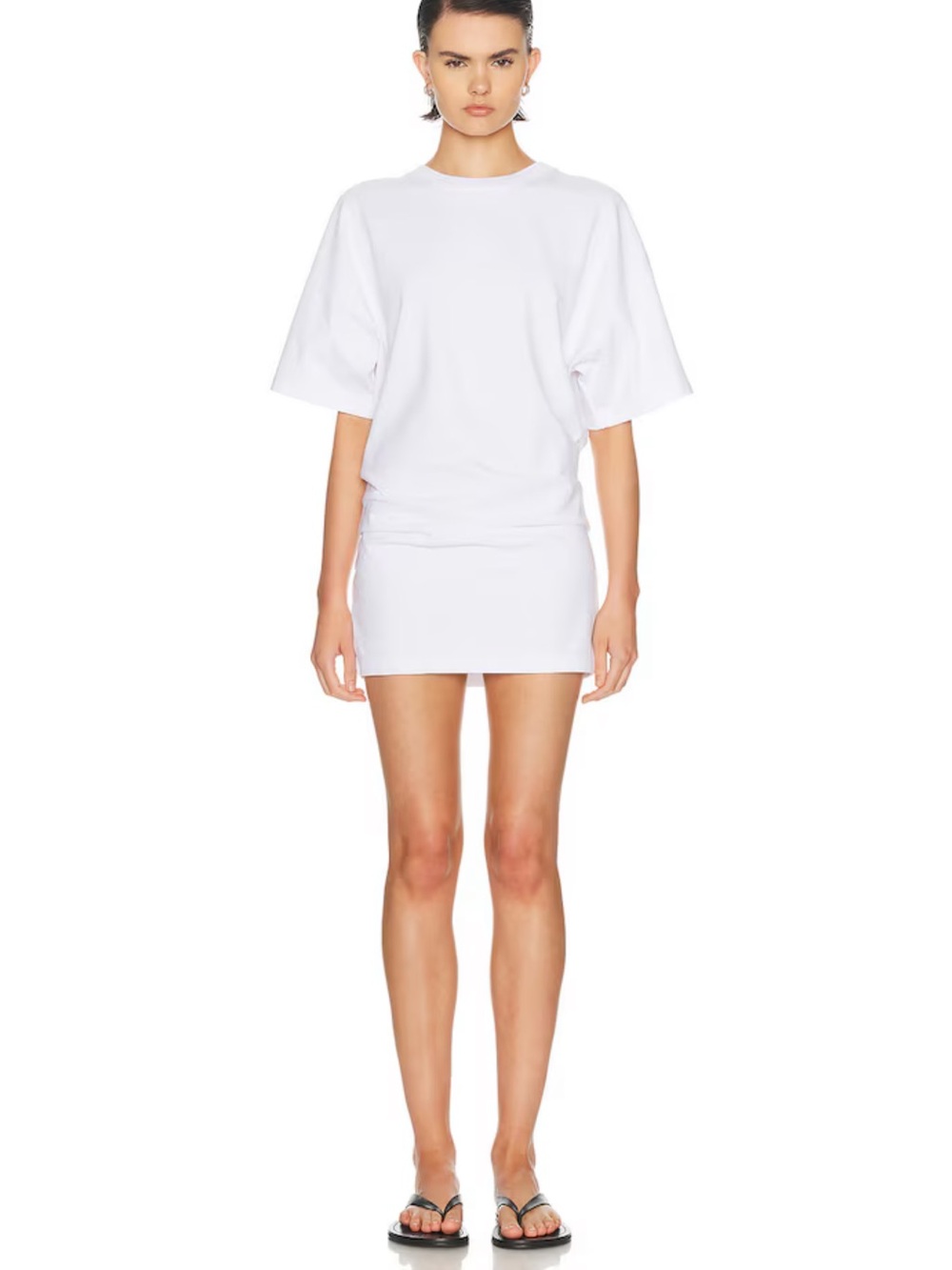 Enza Costa short sleeve supima cotton curve mini dress in white